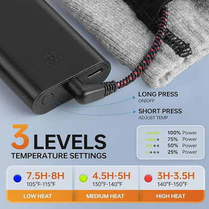 VANRORA Heated Socks for Men Women, 2023 Upgraded 4000mAh 8H Rechargeable Washable Electric Heating Socks Winter Warm Thermal Socks for Outdoor Working Hunting Skiing Camping Fishing Hiking