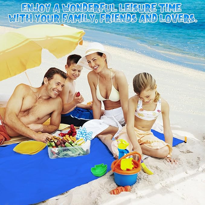Beach Blanket Waterproof Sandproof 1-8 Adult Oversized 9'×10' Lightweight Durable Compact Sand Free Beach Mat for Travel Camping Hiking Picnic Blanket