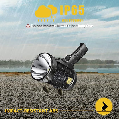 100000 Lumen Spotlight, Led Rechargeable Spotlight Flashlight with Tripod, 6 Modes and 3 Colors Filter, Super Bright Solar Spot Lights Outdoor Handheld for Hunting, Boating, Camping