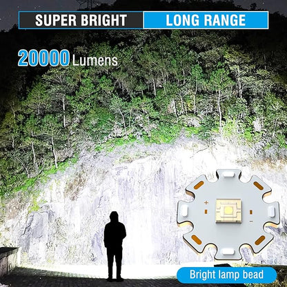 A76 Rechargeable Flashlights 20000 High Lumens - Brightest LED Flash Light 7 Modes with COB Side Light，High Powered Handheld Flashlight for Emergency Camping
