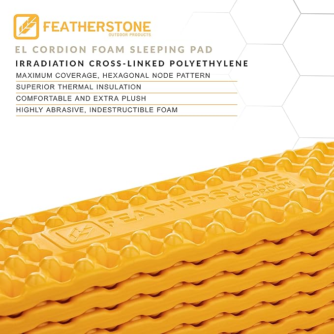 Featherstone Outdoor El Cordion Insulated R-Value 2.1 Sleeping Pad Closed Cell Foam Mat for Ultralight Backpacking Thru-Hiking and Camping