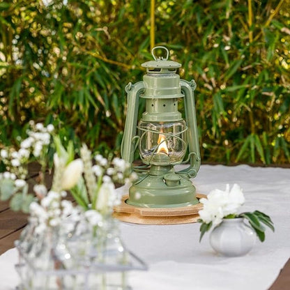 Baby Special 276 Storm Lantern - Made in Germany Since 1893 - Petroleum Lamp Made of Powder-Coated Steel and Shatterproof Glass - Sage Green