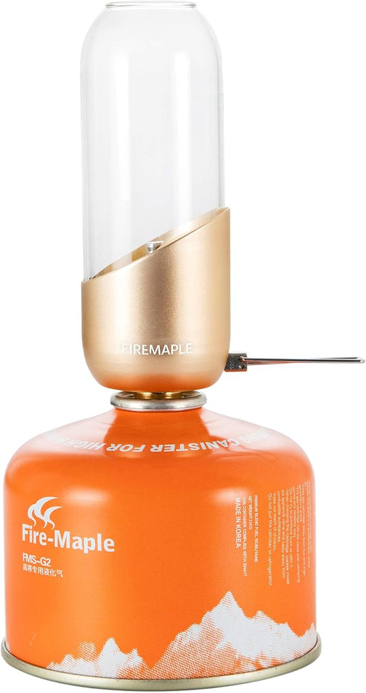 Fire-Maple Orange Camping Lantern Glass, Steel & Aluminum | Propane or Isobutane Fuel Canister Beautiful Camping Lights | NO Mantles Needed | Propane Lanterns for Camping, Emergency Essential