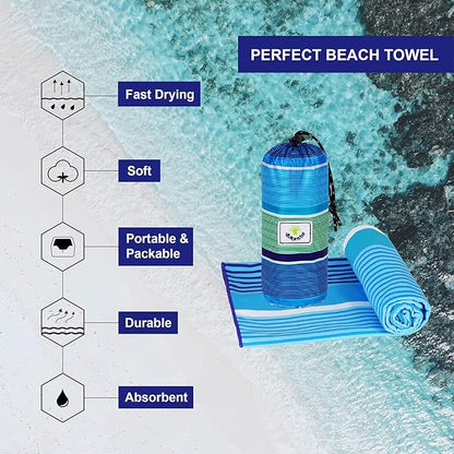 4Monster Microfiber Beach Towel Quick Dry,Super Absorbent Lightweight Travel Towel for Swimmers, Sand Free Camping Towel, Beach Towels for Pool, Swim, Water Sports,Yoga,Gym,Backpacking