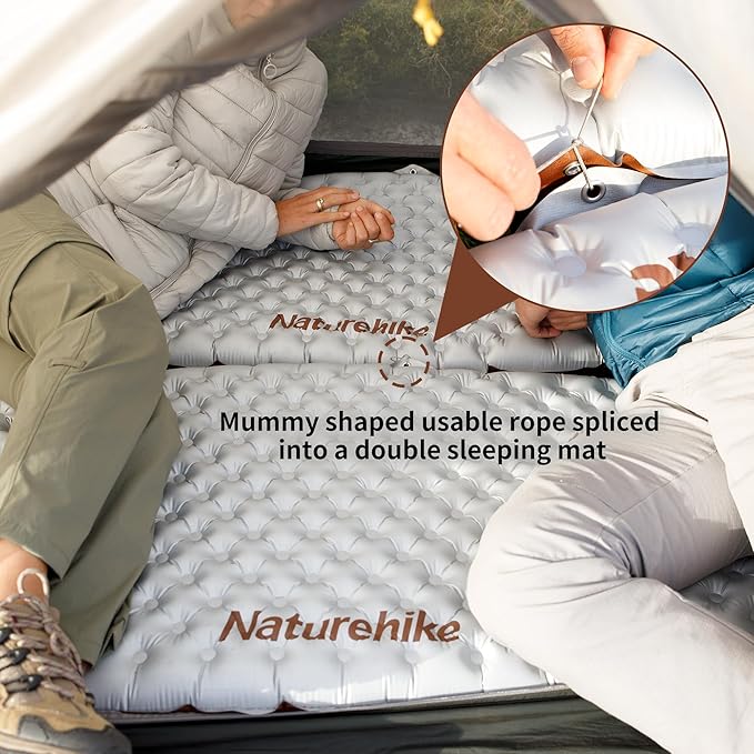 Naturehike 1.65LB Ultralight Self Inflating Sleeping Pad, Patchworkable Sleeping Mat with 5.8 R-Value for Camping, Hiking, Climbing with Inflatable Bag, Grey Rectangular