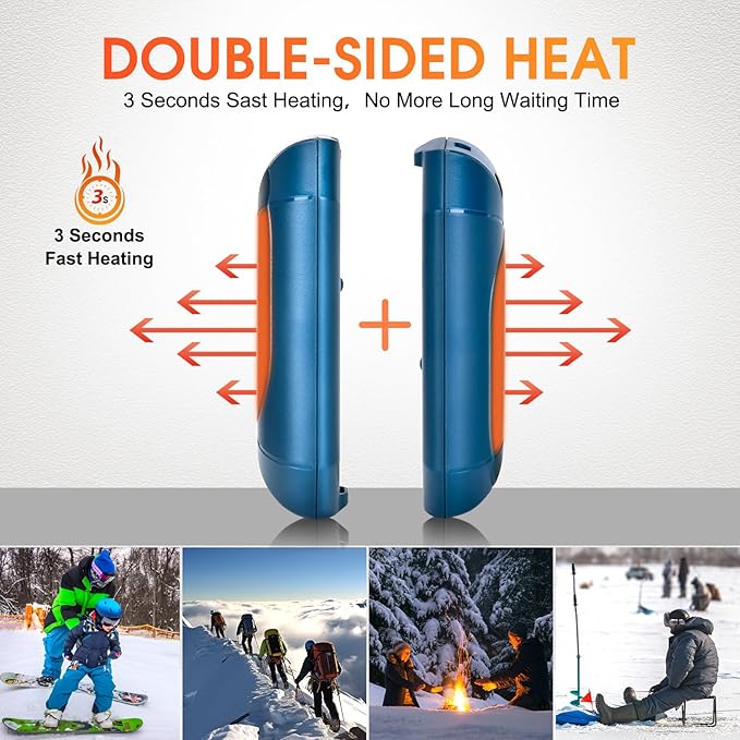 2 Pcs Mini Hand Warmer Rechargeable, 2000mAh*2 Portable Hand Warmer Reusable, 3 Levels Temperature Adjustable 2 in 1 Hand Warmer, Outdoor Indoor Warm Gift for Men Women Children