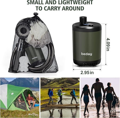 Portable Camping Shower Pump Kit, 7800mAh Showers Pump for Travel, Camping,Outdoor, Tents Shower and Pet Cleaning, with Water Temperature Display and Rechargeable Battery