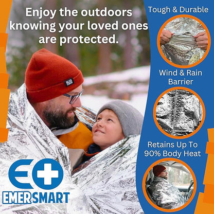 Camping Emergency Blanket for Survival with Repair Patches [4 Pack] - Emergency Mylar Thermal Blanket for Winter - Mylar Space Blanket Survival Blanket Extreme Cold - Emergency Mylar Blanket Bulk