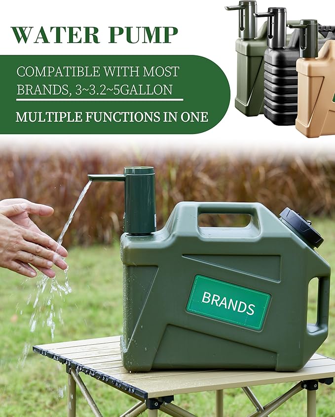 3.5 Gallon Water Jug, Overlanding Gear Water Containers Spigot, Camping Essential Truly Leak-Proof Press Faucet Green Water Tank,BPA Free Portable Emergency Water Storage for Outdoors Hiking RV
