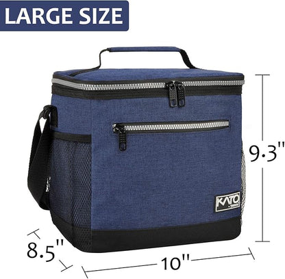 Tirrinia Large Insulated Lunch Box for Men/Women, Leakproof Thermal Lunch Bag for Office Picnic Work Beach Camping,Reusable Lunch Cooler Tote for Adult, Dark Blue