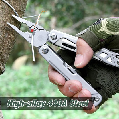 FLYHOMES Multitool, 19-in-1 Multitools Pliers with Scissors, Pocket Clip, Screwdriver... Gift for men, Professional for Camping Survival Tools, Hunting, Hiking (Silver)
