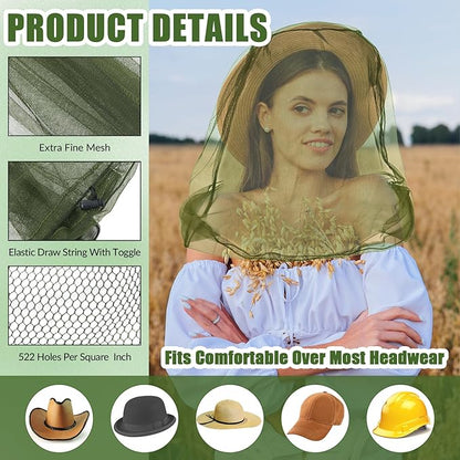 6 Pack Mosquito Head Net Bug Head Net Insects Mesh Head Net for Outdoor Face Neck Head Protecting
