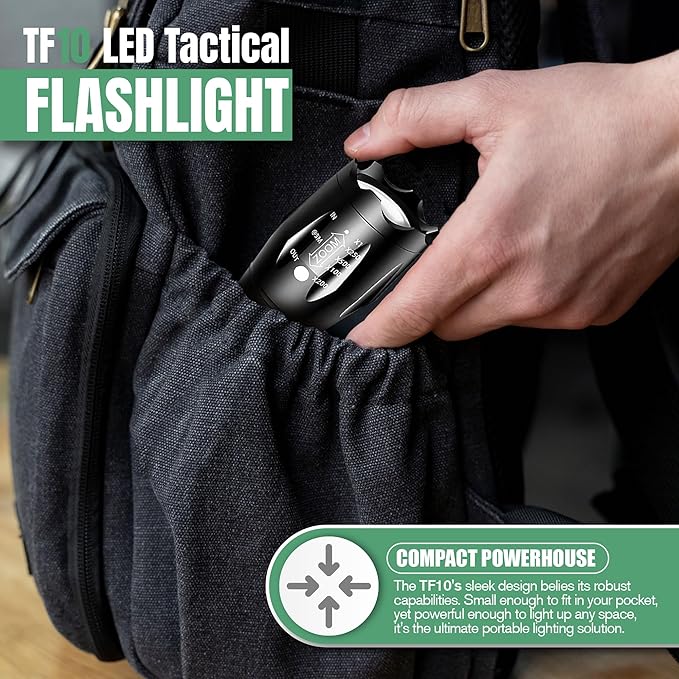 A&P Tactical Flashlight - High Lumens Flash Light, Flashlights for Emergencies, camping lights & lanterns, 5 Modes, Waterproof, Super Bright, Focus, Shock Resistant, Portable, Hiking, Outdoor Activity