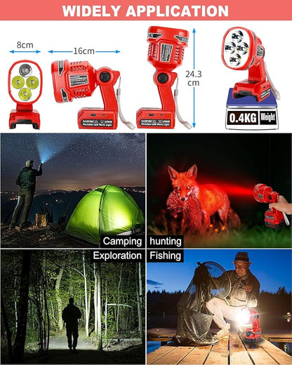 Cordless LED Flashlight for Craftsman V20 Battery, 22W LED Work Light with USB-A&USB-C 2.1A Fast Charging Ports for Jobsite, Car Repairing, Camping, Emergency
