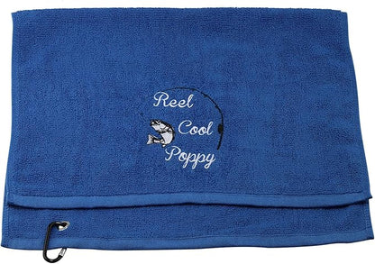 Fishing Towel Fisherman Gift Reel Cool Dad Papa Embroidered Towel with Clip