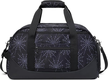 JIANYA Kids Overnight Duffle Bag Spider Sports Gym Bag with Shoe Compartment & Wet Pocket, Carry On Weekender Travel Bag, Blue