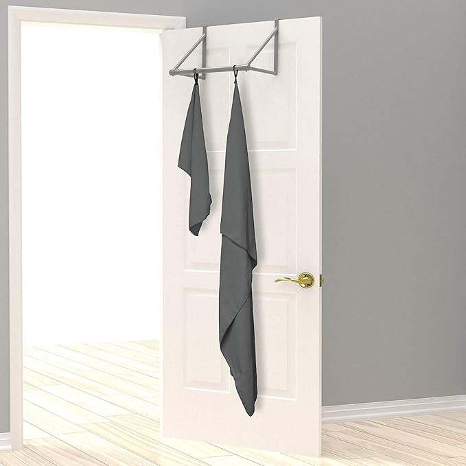 EPAuto 2-Pack Microfiber Fast Drying Travel Gym Towels, Grey, (60''x30'', 24''x15'')