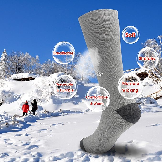 Heated Socks Rechargeable Electric Battery Heating Socks for Men Women with 3 Adjustable Heating Levels for Skiing Riding Hunting
