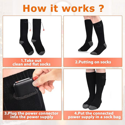Heated Socks, Rechargeable Electric Socks with 3 Heat Settings, 8 Hours Heating time Winter Foot Warmers with Large Capacity Batteries for Men/Women