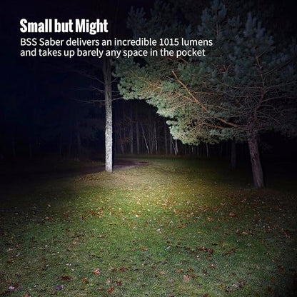 ThruNite BSS Saber 1015 Lumens AA Mini Flashlight Rechargeable, Small EDC Flashlight with Clip High Performance LED Light (Orange)