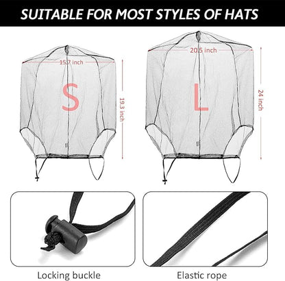 Extra Large Mosquito Head Net, Ultra Mesh Bug Face Netting for Hats, Face Neck Netting Mask Screen Cover, Outdoor Protection