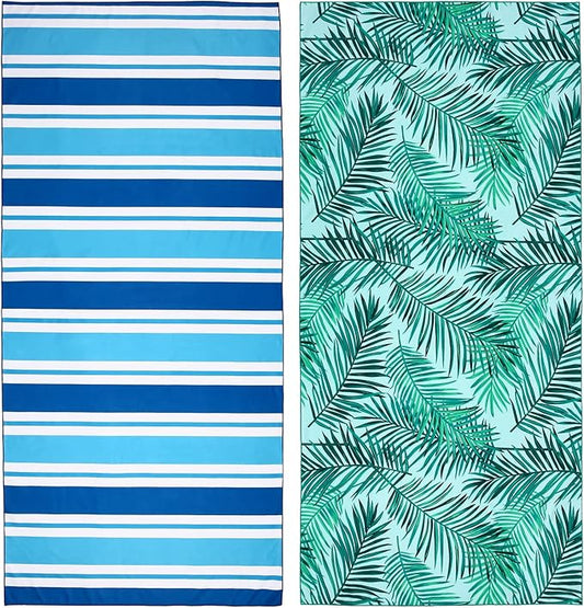 2 Pack Microfiber Beach Towel, Oversized Microfiber Pool Towel 75”x 35”, Sand-Free Beach Towel, Quick Drying Camping Towel, Super Absorbent Bath Towel Blanket, Soft Breathable and Lightweight