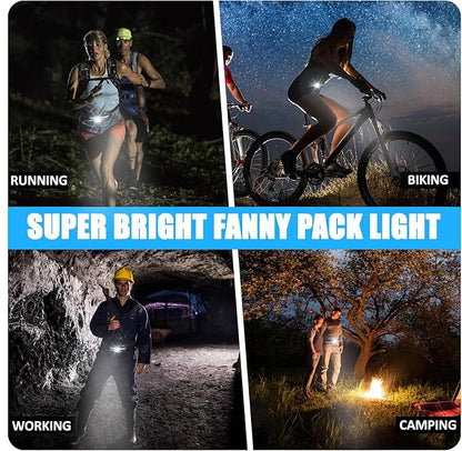 Minsk Running Lights, 1000Lumens Wearable Light Clip on Waist Belt, Super Bright COB Light with Adjustable Large Fanny Packet for Running, Walking, Hiking at Night(Waistlight)