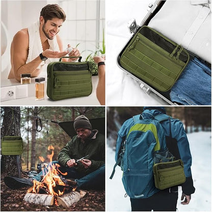 SUNRISING Tactical Toiletry Bag for Men - Hanging Travel Dopp Kit, Shaving Hygiene Organizer, Durable Bathroom Essentials for Short Trips & Camping Army Green