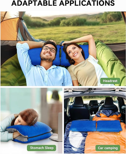 JefDiee Inflatable Camping Pillow with Memory Foam and Washable Cover Camping Gear and Travel Pillow for Airplanes, Camping