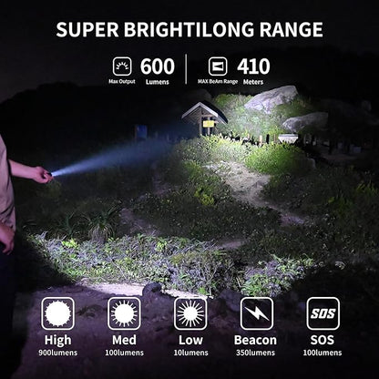 WUBEN E6 Pocket Flashlight Rechargeable 900 High Lumens, 5 Modes EDC Tactical Flashlight, Small but Powerful LED Flashlight, IP68 Waterproof Light Projector for Hunting, Outdoor, Hiking, Emergency