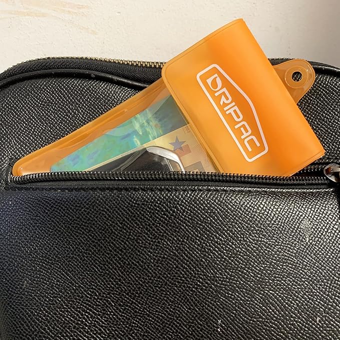 DRIPAC Waterproof Car Key FOB Case Waterproof Wallet Waterproof Holder Pouch For Key ID Badge Credit Card Money（Orange）
