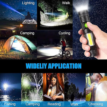 USB Rechargeable Flashlight, Magnetic LED Flashlight, 2000 Lumen Super Bright LED Tactical Flashlight with Cob Worklight,Waterproof,Zoomable Small LED Flashlight for Camping, Flashlight with Holsters