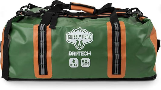 Dri-Tech Waterproof Dry Duffle Bag, IP 65 Lightweight Roll-Top Dry Bag with Backpacking Shoulder Straps & 4 Extra Pockets – Protects Personal Belongings