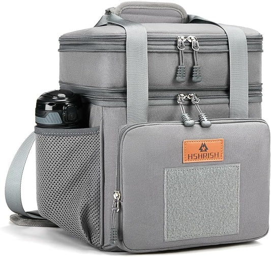 Expandable Large Tactical Lunch Box for Adults, Durable Insulated Lunch Bag with Lots of Storage Space, Cooler Bag for Men Women Work Outdoor Picnic Trips, 24 Cans/16 L, HSHRISH