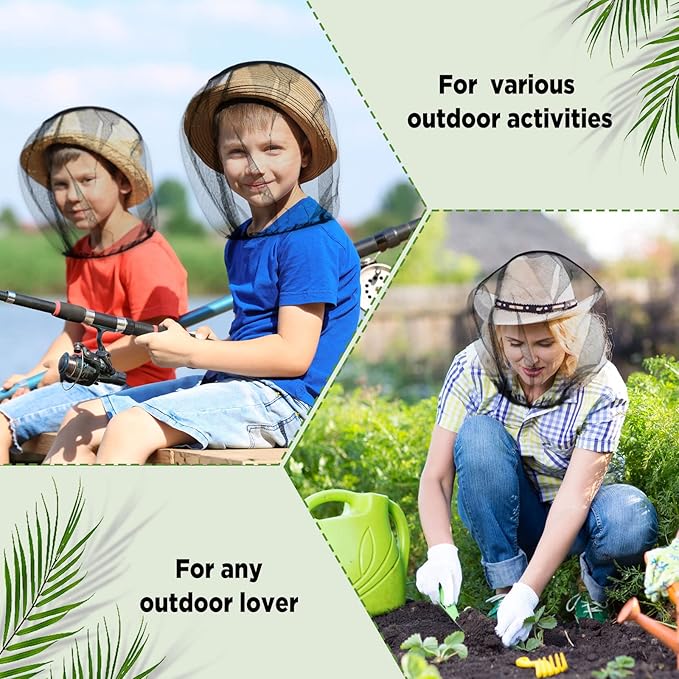12 Pcs Mosquito Net Black Mosquito Net Face Neck Fly Netting Hood Protecting Net Cover Wearable Mosquito Face Net for Bugs Insect Mosquito Net Hat for Outdoor Hiking Camping Walking