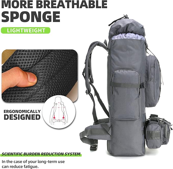 King'sGuard 100L Camping Hiking Backpack Molle Rucksack Military Camping Backpacking Daypack