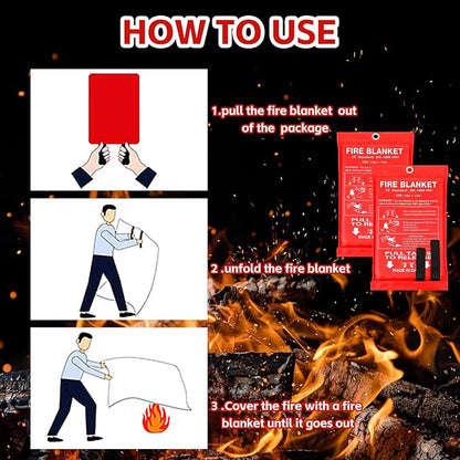 Macarrie 6 Pack 39” x 39” Fire Blanket Emergency Fire Blanket for Home and Kitchen Suppression Blanket Safety Fiberglass Fireproof Blanket Survival for Fireplace Car Office Camping (Red)