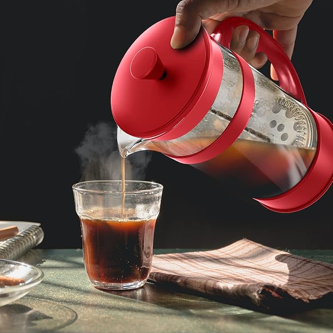 Utopia Kitchen 12 Ounce 0.35 Liter French Press Coffee Maker, Tea Maker, Travel Coffee Presses, Heat Resistant Thickened Borosilicate Coffee Pot for Camping Travel Gifts, Red Pack of 1