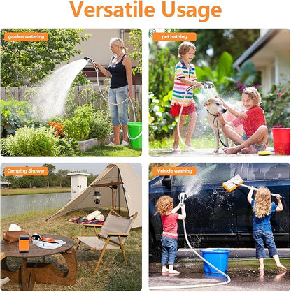 Portable Camping Shower, Camping Shower Pump, 3 Flow Modes, 6000mAh Battery-Powered, Smart Digital Display Intelligent Temperature Measurement, Suitable for Hiking, Traveling, Laundry, Pet Bath