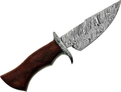 10.5" Beautiful Damascus Steel Bowie Knife made of Damascus Steel and forge Fire Storm pattern blade with an amazing Rose wood 5” handle & Damascus Steel Pommel & Damascus Steel Guard- An amazing Hunting knife with a beautiful Sheath