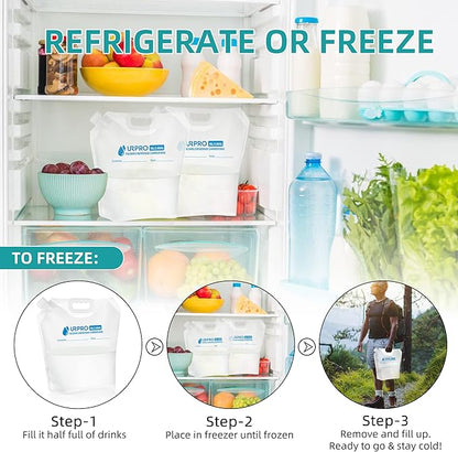 3 Packs Water Storage Carrier Bag, Premium Collapsible Container 5L/ 10L BPA Free Food Grade No-Leak Freezable Foldable for Camping Hiking Backpack Emergency
