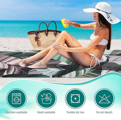 HYSEAS Lightweight Ultra-Thin Beach Towel, Oversized Adult 63"X35" - Sand Free, Quick Dry, Ideal for Swimming, Beach, Travel, Camping, Essential Beach Accessory & Vacation Gift, Tropical Rainforest