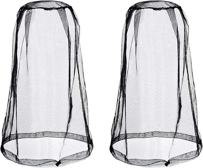 Mosquito Head Net Mesh, Bug Net for Head Mosquito Face Net for Outdoor Hiking Camping Fishing Mosquito and Insert Protection (2 Pack Black)