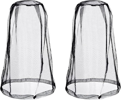 Mosquito Head Net Mesh, Bug Net for Head Mosquito Face Net for Outdoor Hiking Camping Fishing Mosquito and Insert Protection (2 Pack Black)
