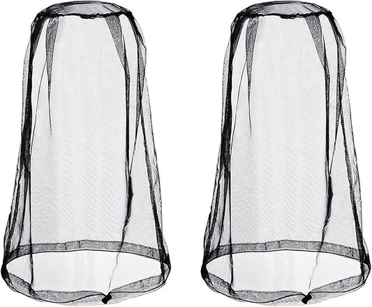 Mosquito Head Net Mesh, Bug Net for Head Mosquito Face Net for Outdoor Hiking Camping Fishing Mosquito and Insert Protection (2 Pack Black)