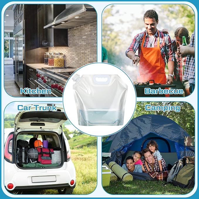 10 Pcs Collapsible Water Container Bag 2.6 Gallon Ice Bath Bags Foldable Water Bag Cold Plunge Accessories Emergency Water Pouches for Camping, Hiking, Emergency, Freezable, Athletes