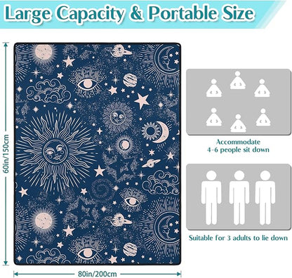 Goth Sun and Moon Picnic Blanket Waterproof Foldable Extra Large Picnic Mat Beach Blanket 60"x80" for Camping Beach Hiking Patio Party Decor Gifts