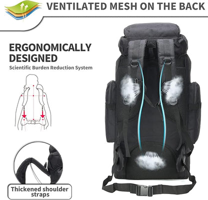 70L Camping Hiking Military Tactical Backpack Outdoor Water-Repellent Adjustable Sport Bags