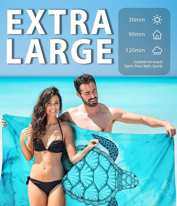 Microfiber Beach Towel–Quick Dry Lightweight Sand Free Oversized Large Towel Accessories Travel Must Swim Pool Yoga Camping Summer Cruise Ship Compact Sandproof Gift Jellyfish Starfish(71" 32")