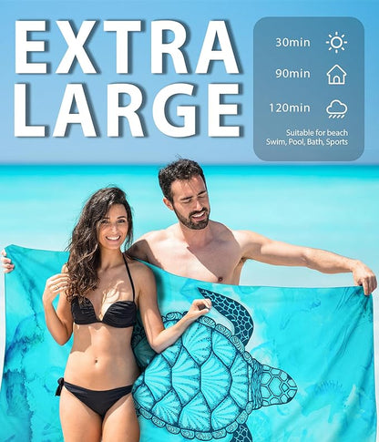 Microfiber Beach Towel–Quick Dry Lightweight Sand Free Oversized Large Towel Accessories Travel Must Swim Pool Yoga Camping Summer Cruise Ship Compact Sandproof Gift Jellyfish Starfish(71" 32")